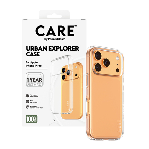 PanzerGlass CARE™ by ® Urban Explorer Case Transparent iPhone 17 Pro. Case type: Cover, Brand compatibility: Apple, Compat