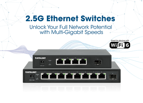 Intellinet 8 Ports Ethernet Switch - 2.5 Gigabit Ethernet, 10 Gigabit Ethernet - 2.5GBase-T, 10GBase-X - 2 Layer Supported