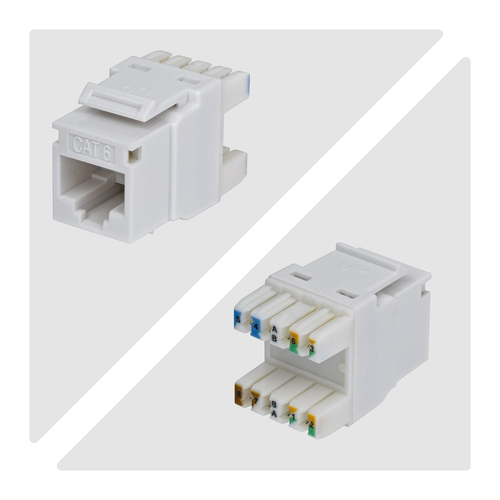 StarTech.com Jack Keystone Cat6, Lot de 24 Prises Ethernet RJ45 Keystone, Prise Murale UTP Cat6, Connecteur à 180° 110 Pun