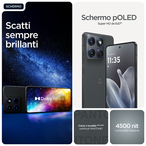 Motorola edge 70 12/512 GADGET GREY. Dimensioni diagonale schermo: 17 cm (6.7"), Risoluzione del display: 2712 x 1220 Pixe