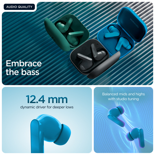 Motorola Mobility moto buds bass True Wireless Earbud Stereo Earset - Pantone Blue Jewel - Binaural - In-ear - Noise Cance