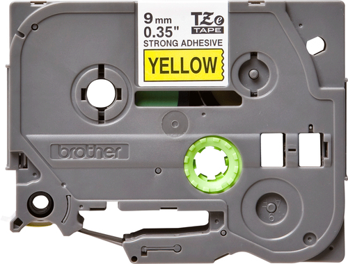 P-touch TZes621 Label Tape - 8.89 mm Width x 8 m Length - Permanent Adhesive - Thermal Transfer - Yellow - Laminated - 1 Each
