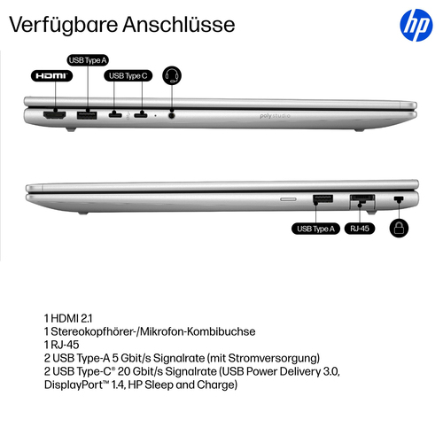 HP ProBook 4 G1i 40,6 cm (16 Zoll) Notebook - WUXGA - Intel Core Ultra 7 255U - 32 GB - 1 TB SSD - Silber - Intel Chip - 1