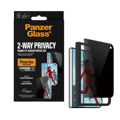 PanzerGlass Glass Privacy Screen Protector for Apple iPhone Duo - For OLED iPhone Duo - Dust Resistant, Smudge Resistant