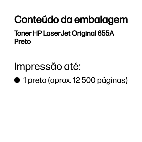 HP 655A Original Laser Cartucho de toner - Preto - 1 Pack - Laser - 1 / Pack