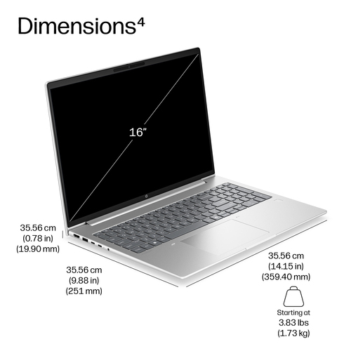 HP ProBook 4 G2a 40.6 cm (16") Notebook - WUXGA - AMD Ryzen 7 Ryzen 200 Series 250 - 32 GB - 512 GB SSD - Pike Silver Alum
