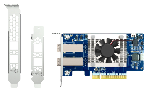 QNAP QXP-830S-3808. Hostschnittstelle: PCIe, Ausgangsschnittstelle: Mini-SAS. Produktfarbe: Mehrfarbig, Kühlung: Aktiv, An