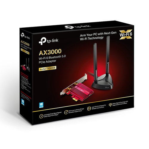 TP-Link TX3000E IEEE 802.11ax Bluetooth 5.0 Dual Band Wi-Fi/Bluetooth Combo Adapter for Desktop Computer, Gaming Controlle