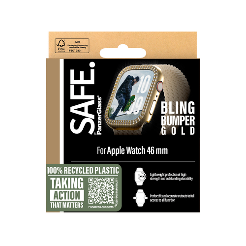 Safe Bling Hülle Apple Watch - Golden - Kratzfest, Sturzsicher, Schlagfest - Plastik