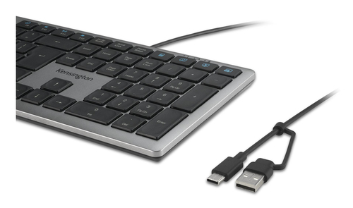 Clavier Kensington KB515 - Pleine taille - Câble Connectivité - USB Type A, USB Type C Interface - Anglais international -