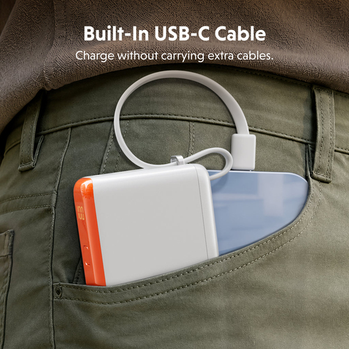 Hyperjuice Flex HJ5401OGGL Power Bank - Vermilion Orange - For Smartphone, Tablet PC, Notebook, USB Type A Device, USB Typ