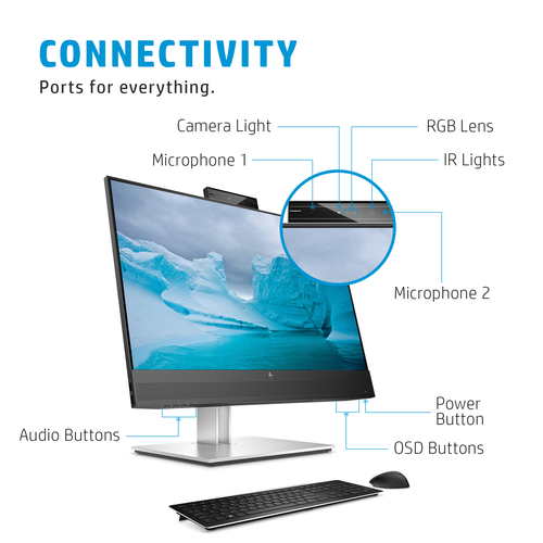 HP E24mv G4 FHD Conferencing Monitor. Display diagonal: 60.5 cm (23.8"), Display resolution: 1920 x 1080 pixels, HD type: 