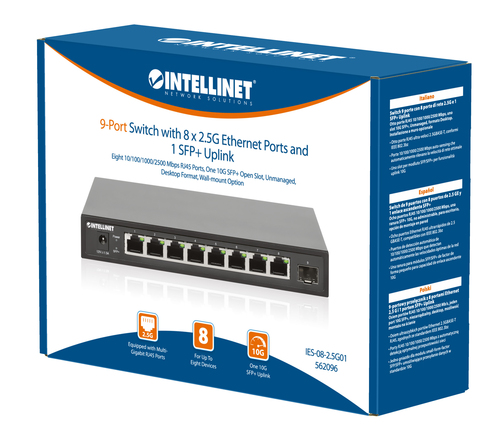 Intellinet 8 Ports Ethernet Switch - 2.5 Gigabit Ethernet, 10 Gigabit Ethernet - 2.5GBase-T, 10GBase-X - 2 Layer Supported