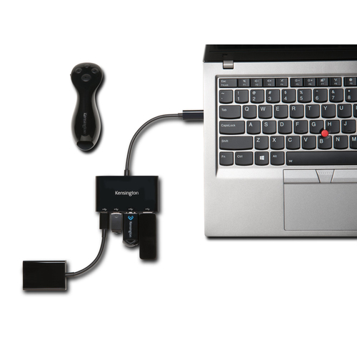 Kensington CH1000 USB Hub - USB Type C - External - Black - 4 Total USB Port(s) - 4 USB 3.1 Port(s)