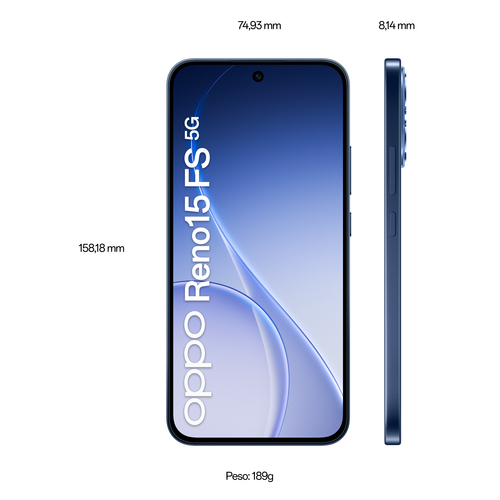 OPPO Reno15 FS 5G AI Smartphone, Tripla fotocamera 50+8+2MP, Selfie 50MP, Display 6.57” 120HZ AMOLED FHD+, 6500mAh, RAM 8G