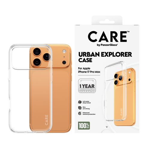 PanzerGlass CARE™ by ® Urban Explorer Case Transparent iPhone 17 Pro Max. Case type: Cover, Brand compatibility: Apple, Co
