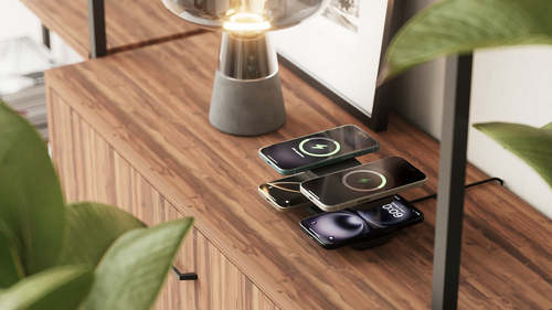 OtterBox Zens Quattro Pro 4, Interior, USB, Carregamento wireless, 1,5 m, Preto