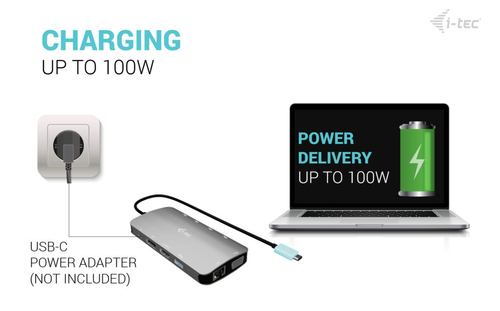 i-tec 10 Port(s) USB Type C Docking Station for Monitor, Notebook, Tablet PC, Workstation - Charging Capability - 3 Displa
