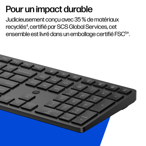 Clavier et souris HP 495C - AZERTY - Français - USB Type A Piston plongeur Sans fil Bluetooth/RF 2,40 GHz Clavier - Couleu
