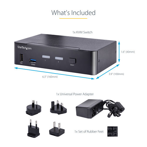 StarTech.com KVM Switchbox - TAA Compliant - 2 Computer(s) - 1 Local User(s) - 8 - 1 x DisplayPort - Desktop