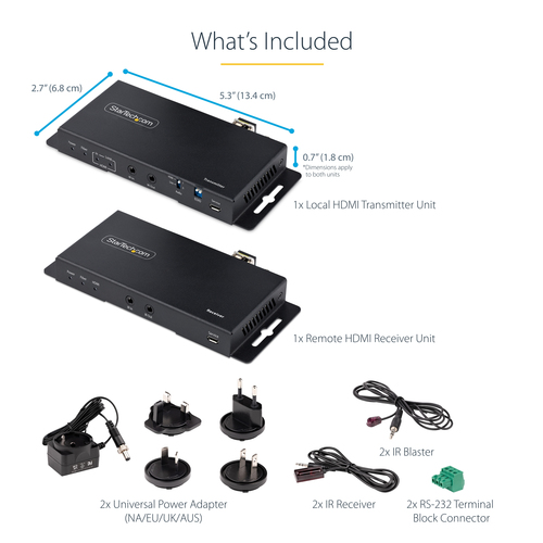 StarTech.com ST121HD20FXA2. Typ: AV-Sender & -Empfänger, Maximale Auflösung: 4096 x 2160 Pixel, Maximal mögliche Übertragu