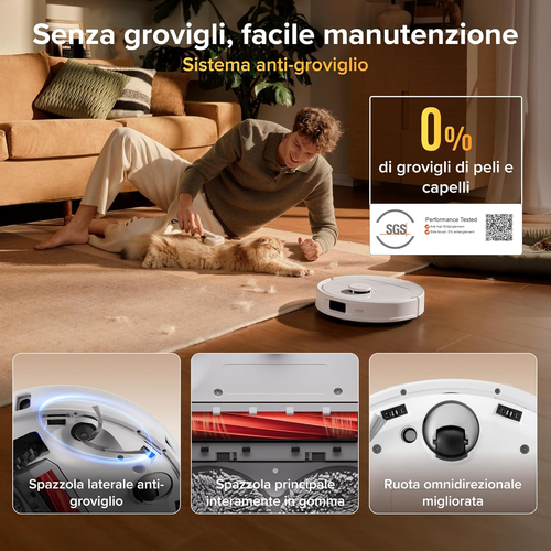 Robot Vacuum Cleaner Roborock Qrevo - Bianco - Pennello - Pavimento, Tappeto - 45 dB(A) Livello rumore