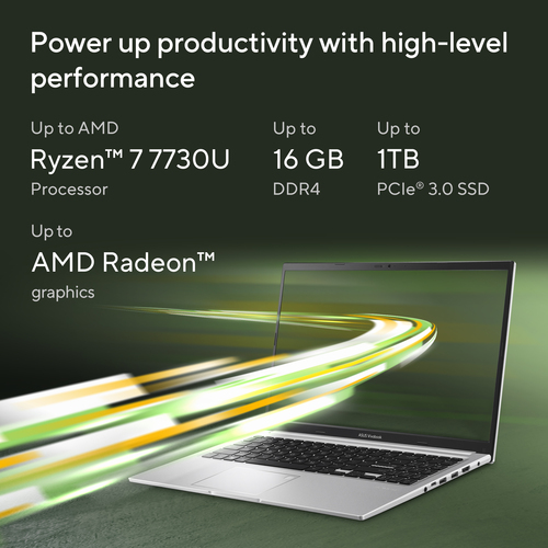 ASUS Vivobook 15 M1502YA-NJ590W. Product type: Laptop, Form factor: Clamshell. Processor family: AMD Ryzen™ 7, Processor m