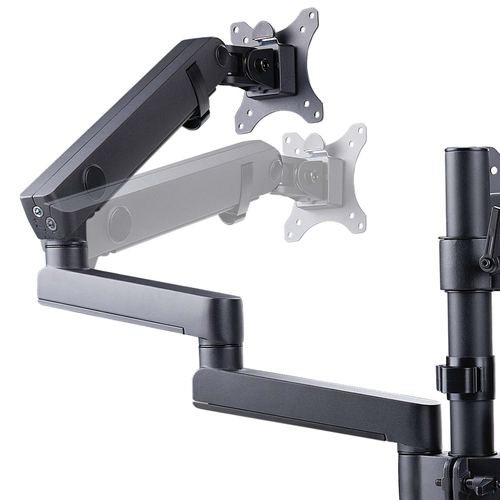 StarTech.com Triple Monitor Desk Mount For Up To Three 27in Screens, VESA 75x75/100x100, Tool-Less Arm Adjustments, C-Clam