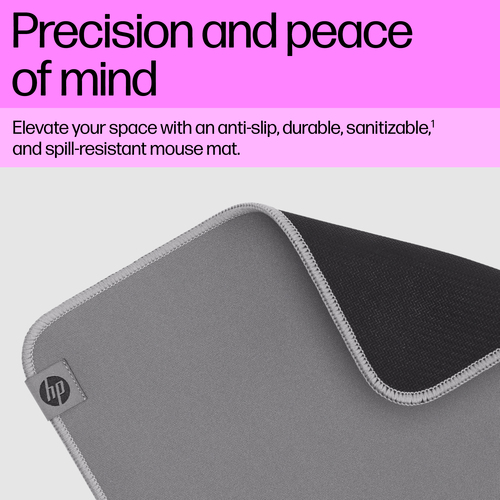 HP 105 Sanitizable Mouse Pad. Width: 230 mm, Depth: 200 mm. Product colour: Grey