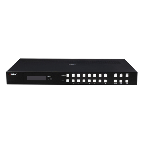 Lindy 38434. Product type: Scaling matrix switcher, Data transfer rate: 18 Gbit/s, Maximum resolution (HDMI): 3840 x 2160 