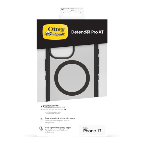 OtterBox Defender Pro XT Clear. Tipo de mala: Capa, Compatibilidade da marca: Apple, Compatibilidade: iPhone 17, Tamanho m