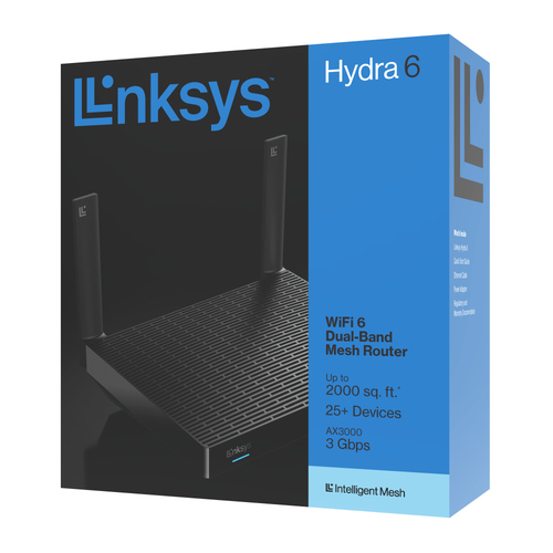 Linksys Hydra 6 Wi-Fi 6 IEEE 802.11ax Ethernet Wireless Router - Dual Band - 2.40 GHz ISM Band - 5 GHz UNII Band - 384 MB/