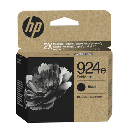 HP 924e EvoMore Black Original Ink Cartridge. Cartridge capacity: High (XL) Yield, Supply type: Single pack, Printing colo