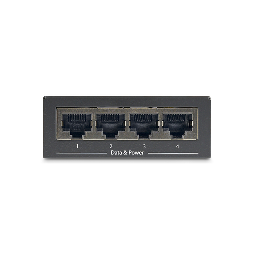 StarTech.com PoE Injector - 52 V DC, 2.31 A Output - 4 Input Port(s) - 4 Output Port(s) - Wall Mountable - Black