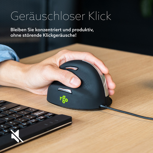 R-Go Tools Ergonomische Maus R-Go HE Break mit Pausensoftware, medium (Handlänge 165-185mm), Linkshänder, verkabelt, schwa