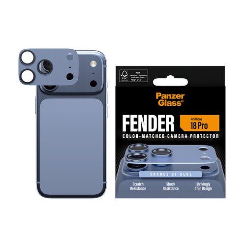 PanzerGlass Fender Camera Lens Protector - Blue - Glass, Aluminium