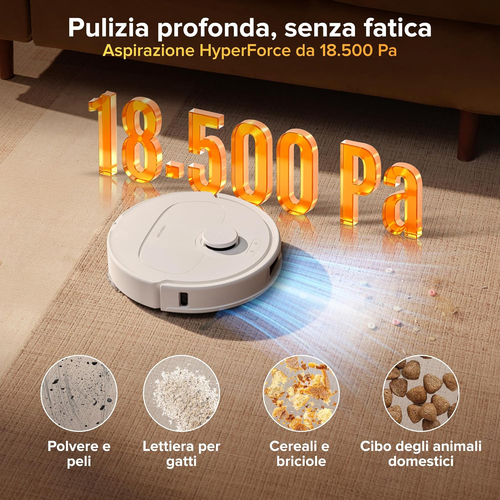 Robot Vacuum Cleaner Roborock Qrevo - Bianco - Pennello - Pavimento, Tappeto - 45 dB(A) Livello rumore