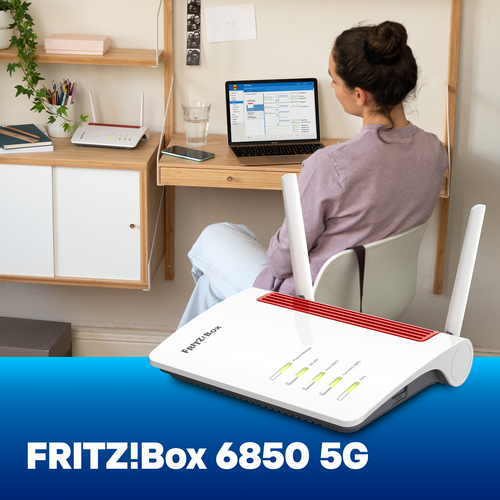 Box 6850 5G. Gerätetyp: Router für Mobilfunknetz, Produktfarbe: Weiß, Montage: Desktop / Wand. Ethernet LAN interface type