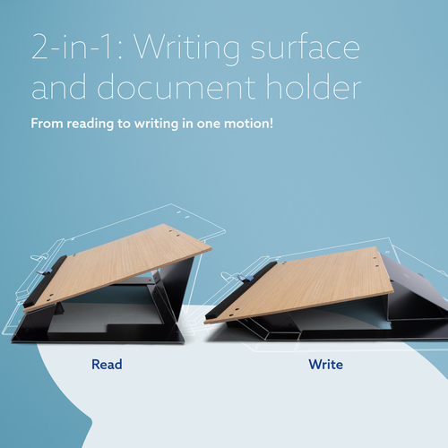 R-Go Read2Write Dokument Dokumentenhalter - Unterstützung 297 mm x 420 mm Medien - 168 mm x 460 mm x - Aluminium, Oak Wood