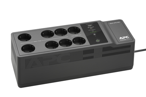 APC Back-UPS BE850G2-GR - USV 8x Schuko, 850VA, 2 USB-Ladegeräte, 1 USB-Datenanschluss. USV-Topologie: Standby (Offline), 