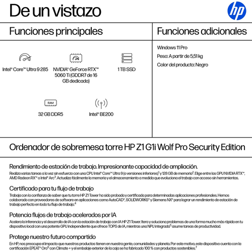 HP Z1 G1i Desktop Computer - Intel Core Ultra 9 285 - vPro Technology - 32 GB - 1 TB SSD - Tower - Black - Intel Q870 Chip