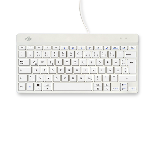 R-Go Tools Ergonomische Tastatur R-Go Compact Break, kompakte Tastatur mit Pausensoftware, QWERTZ (DE), Kabelgebunden, Wei