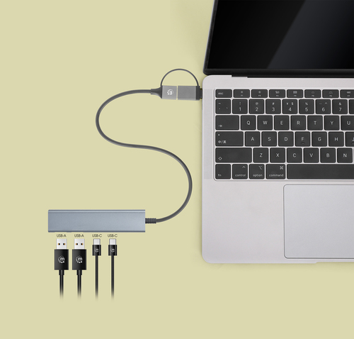 Manhattan USB Hub - USB Type A, USB Type C - 640 MB/s - Notebook, Desktop, Smartphone, Mouse, Keyboard, Flash Drive, Table