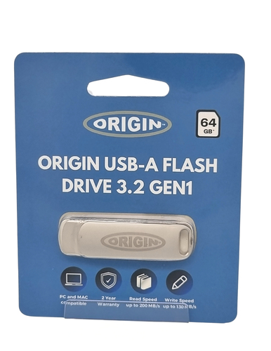 Origin Storage Origin 64GB USB-A flash drive 3.2 Gen1. Capacity: 64 GB, Device interface: USB Type-A, USB version: 3.2 Gen