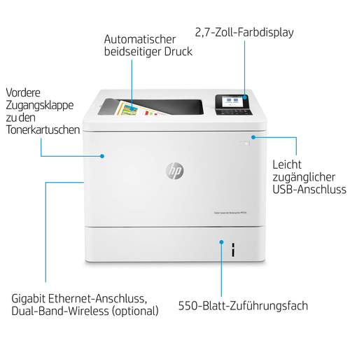 HP LaserJet Enterprise M554dn - Desktop Laserdrucker - Farbe - 35 ppm Monodruck/35 ppm Farbdruckgeschwindigkeit - 1200 x 1