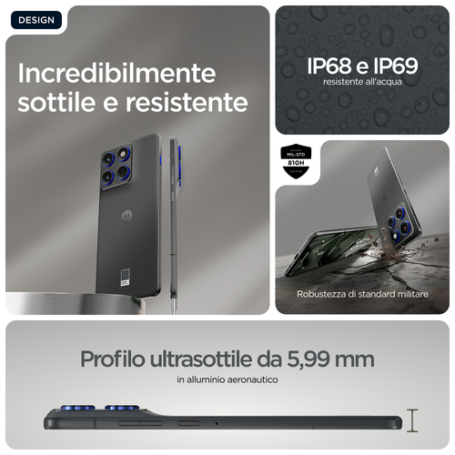 Motorola edge 70 12/512 GADGET GREY. Dimensioni diagonale schermo: 17 cm (6.7"), Risoluzione del display: 2712 x 1220 Pixe