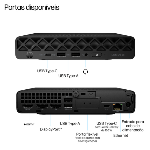 HP EliteDesk 8 G1i Computador secretária - Intel Core Ultra 5 - Tecnologia vPro - 16 GB - 512 GB PCI Express NVMe SSD - Mi
