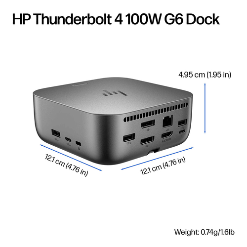 HP Thunderbolt 4 100 W G6 Dockingstation. Übertragungstechnik: Kabelgebunden, Hostschnittstelle: Thunderbolt 4, USB-Stromv