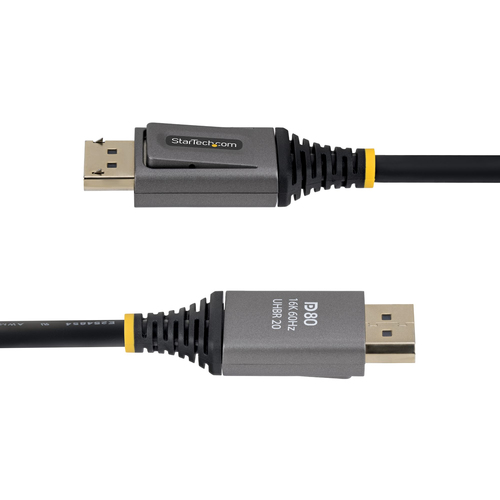 StarTech.com DP21V-150C-DP80-CBL. Kabellänge: 1,5 m, Anschluss 1: DisplayPort, Anschluss 2: DisplayPort. Konformitätsbesch