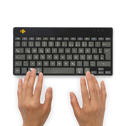 R-Go Tools Ergonomische Tastatur R-Go Compact Break, kompakte Tastatur mit Pausensoftware, QWERTZ (DE), Bluetooth, Schwarz